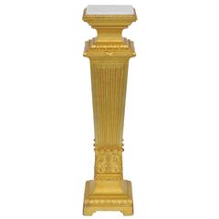 Gilt Carved Marble-Top Pedestal