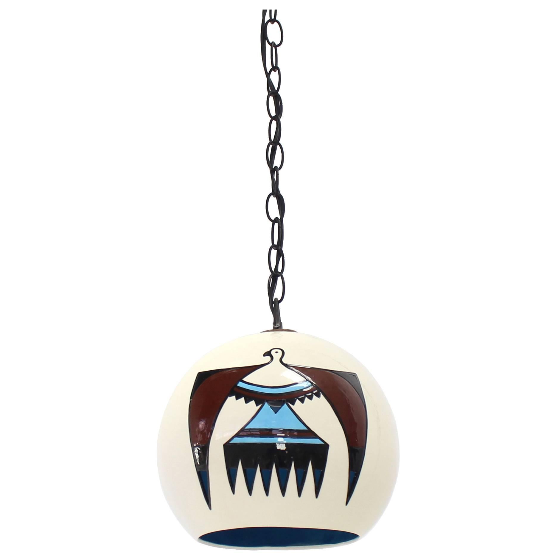 Lampe à suspension décorée en céramique - Luminaire