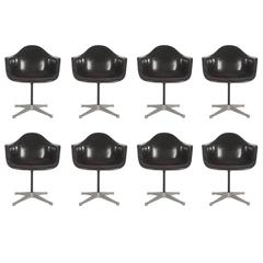 Jet Black Mid-Century Eames for Herman Miller Fiberglass Dining Chairs