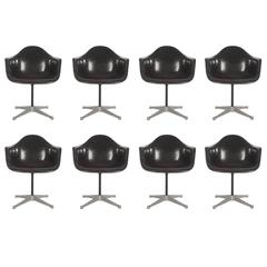 Jet Black Mid-Century Eames for Herman Miller Fiberglass Dining Chairs