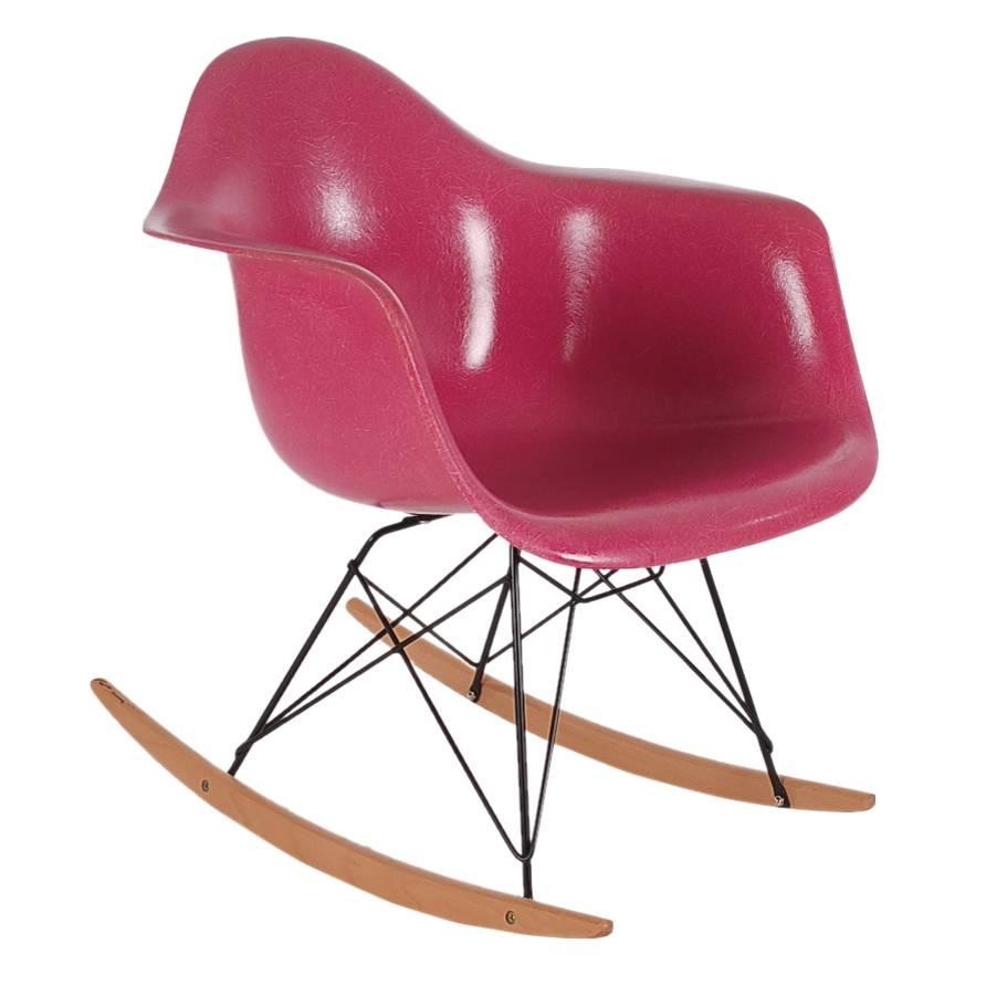 Rare Charles Eames for Herman Miller Hot Pink Fiberglass Lounge Rocking