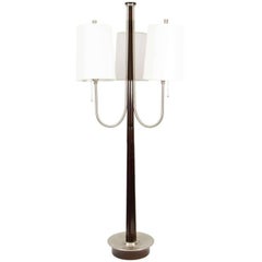 Tommi Parzinger Style Three-Arm Walnut Lamp, Floor Lamp