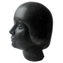 Unique French Plaster Bust Painted, 1960s
