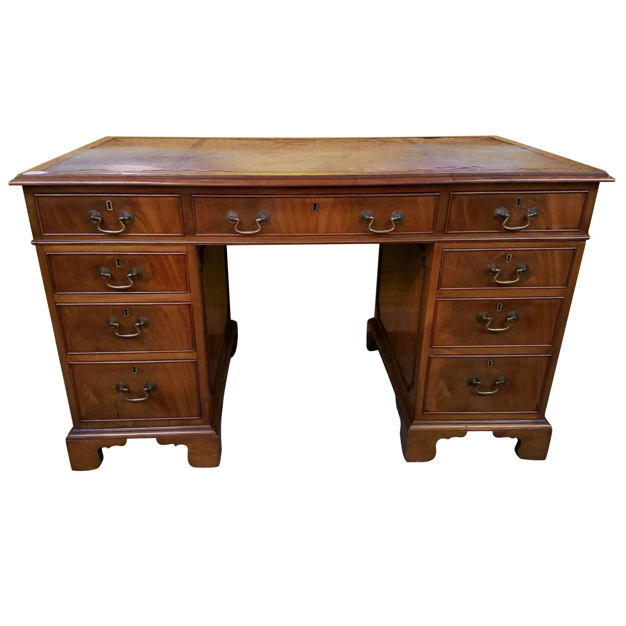 English George III Mahogany Double Pedestal Desk For Sale