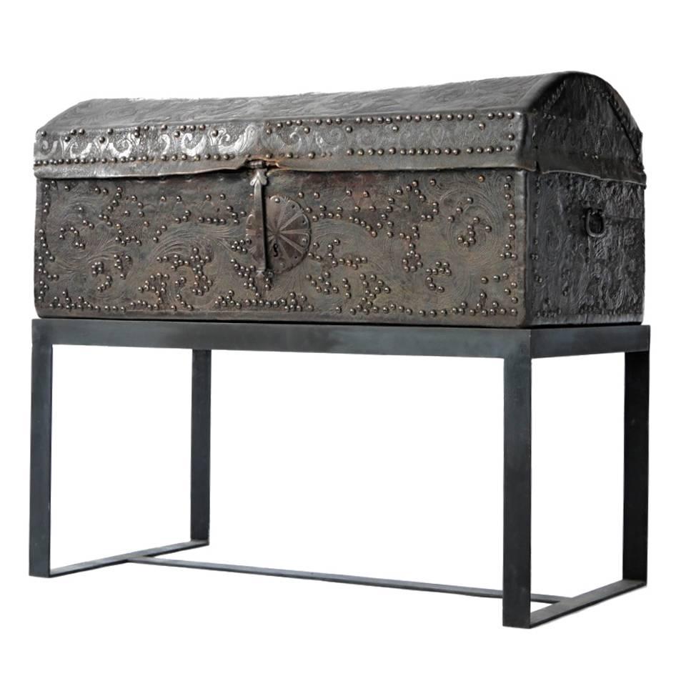 Spanish Colonial Leather Trunk For Sale