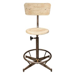 Light Wood Adjustable Industrial Swivel Stool