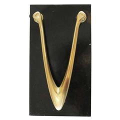 Mid-Century Solid Brass Boomerang Door Knocker