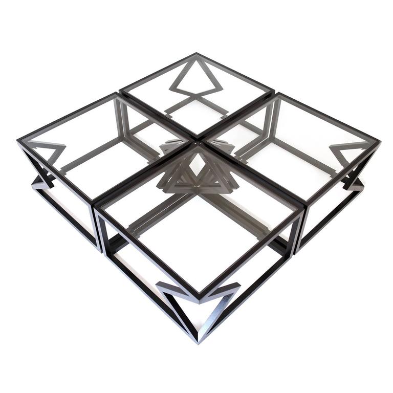 Curated visual reference: Fresh Look at Contemporary Steel Quad Diamonds Cocktail Table By Alex Drew And
