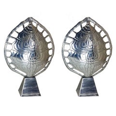 Pair of Cast Aluminum Tortoise Shell Lamps by Arthur Court