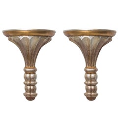 Pair of Silver and Gold Leaf Neoclassical Style Wall Brackets