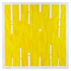 'Yellow Structure' Vibrant Abstract Painting by Lars Hegelund, American b. 1947