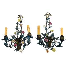 Tole De Piente Basket Sconces