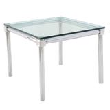 Chrome and Thick Glass Top Square Game Table