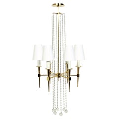 Brass and Crystal Chandelier by Tommi Parzinger 