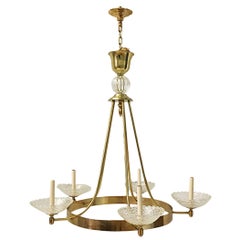Gilt Chandelier with Murano Glass Bobeches