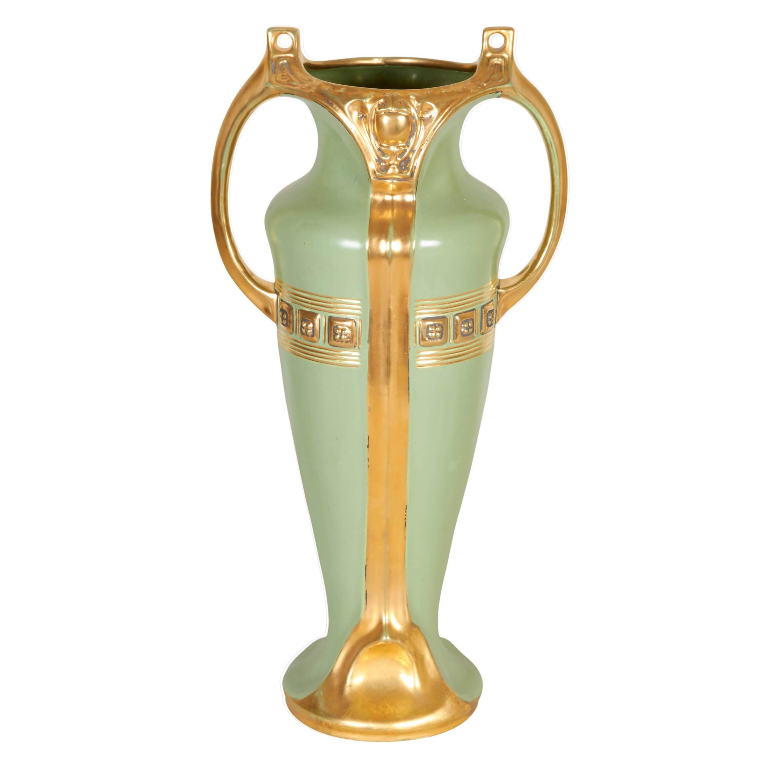 Austrian Greek Revival Gilt Porcelain Urn Vase