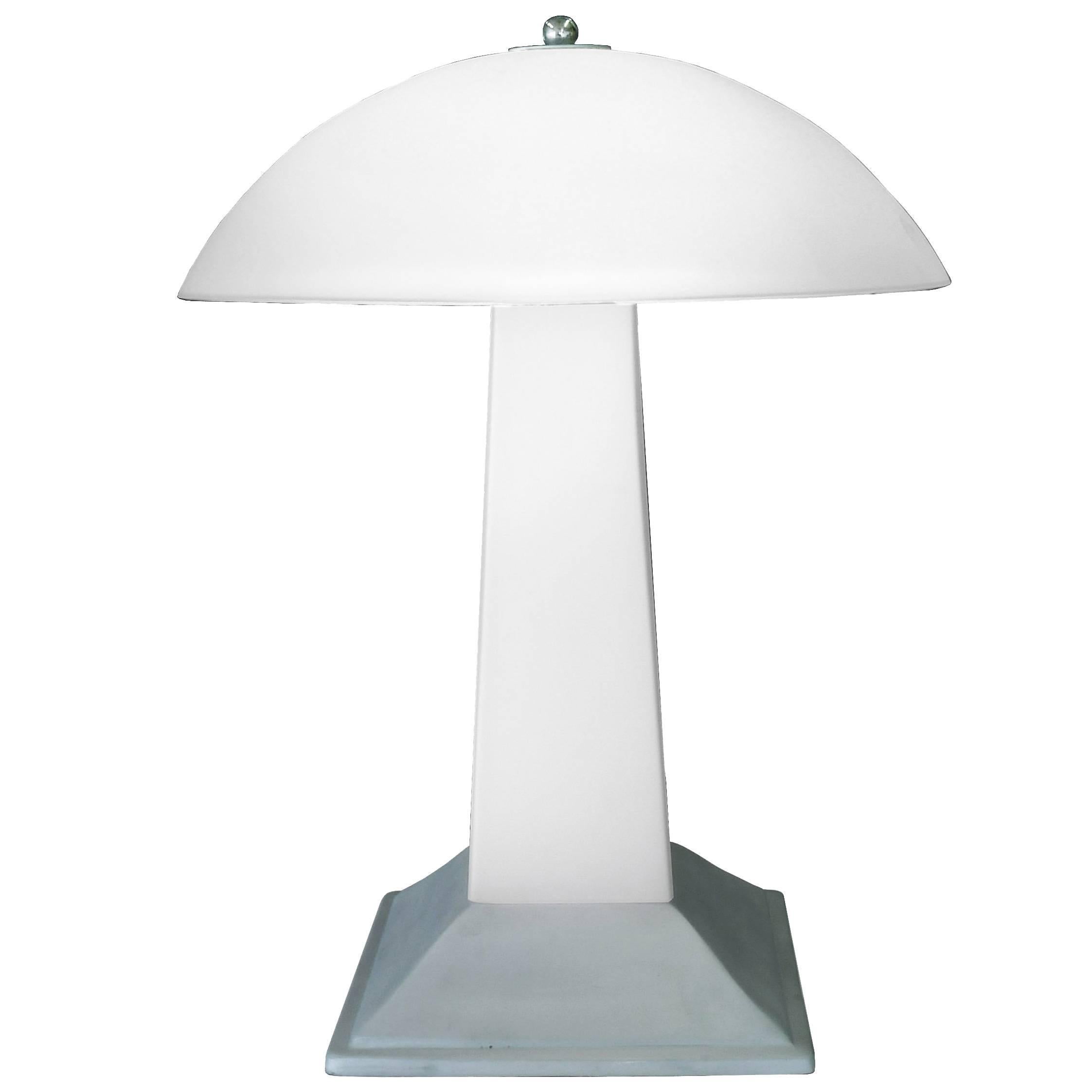 Table Lamp in Mid-Century Modern Style with Tapered Glass Center Column For Sale