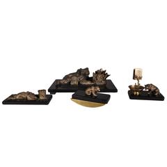 Bronze and Black Marble Writing Set, Model by Nikolai Iwanowitsch Lieberich