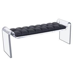 Sculptural Lucite and Leather Bench