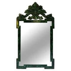 Striking Large Hollywood Regency Mirror in a Green Malachite Finish