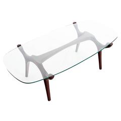 Mid-Century Sculptural Coffee Table & Glass Top Attributed to Bertha Schaefer