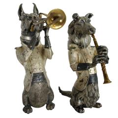 Pair of Dogs Playing Instruments, “Collie & Dogo”