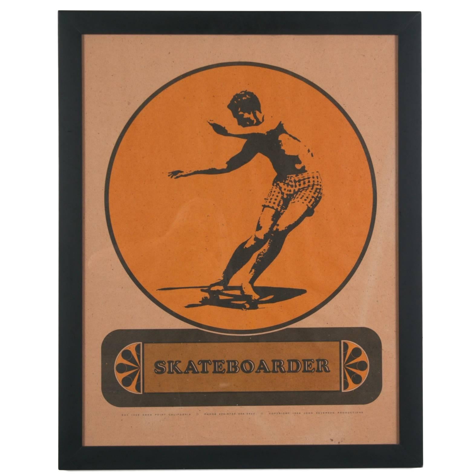 1964 Skateboard Poster, All Original Extremely Rare Midcentury Graphic