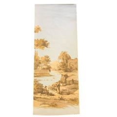 Hand-Painted Gracie Wallpaper Panels, French Toile Countryside Scene