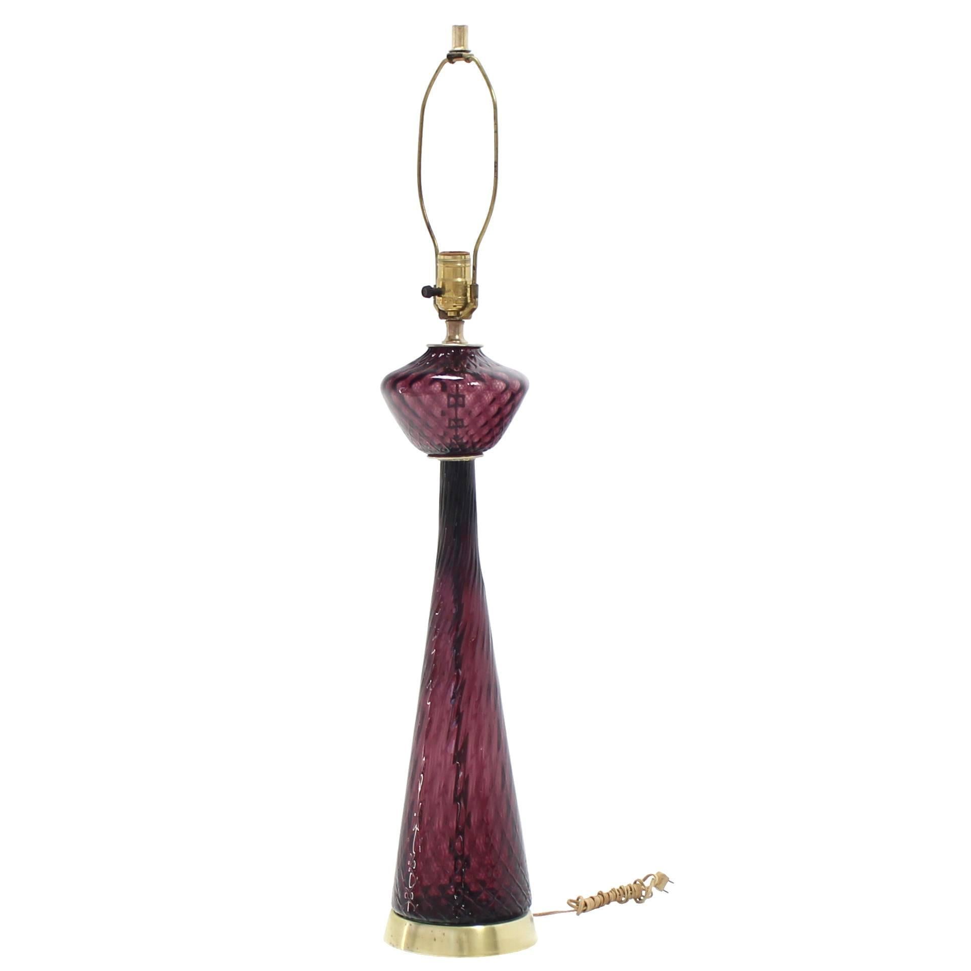 Cranberry Tower Shape Table Lamp For Sale