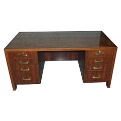 Paul Dupré-Lafon, Bureau Art Déco en placage de noyer et bronze doré