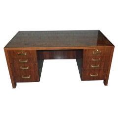 Vintage Paul Dupré-Lafon, Art Deco Desk in Veneer Rosewood and Gilt Bronze