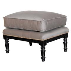Regency Style Ebonized Ottoman Lounge Cushion 6