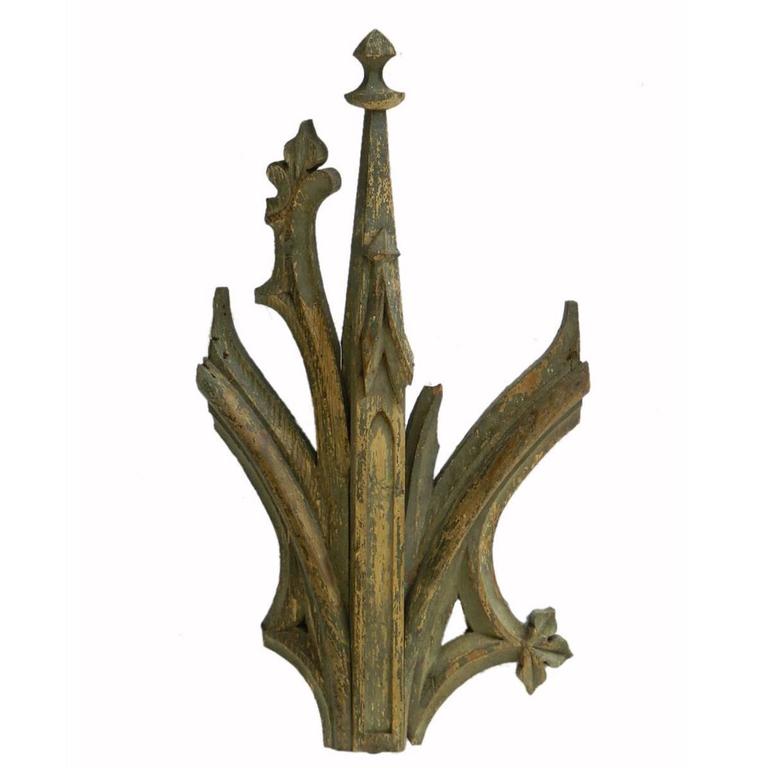19th Century Gothic French Chapel Carved Wood Architectural Element ...