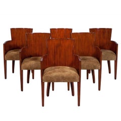 Set of Six Modern Hollywood Art Deco Dining Chairs 