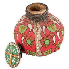 Yoruba, Nigeria Beaded Gourd with Lid