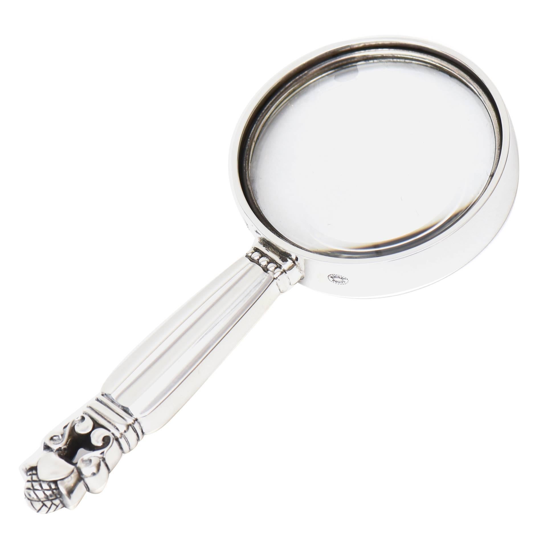 Hallmarked Vintage Georg Jensen Small Sterling Silver Magnifying Glass /SALE