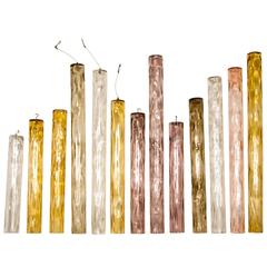 18 Italian Blown Glass Hanging Tubes for Hanging Sculpture by Seguso
