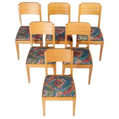 Gaston Poisson, Set of Six Chairs Art Deco, circa 1940