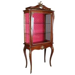 Fine Louis XIV Style Rosewood Over Mahogany Vitrine with Figural Ormolu Trim