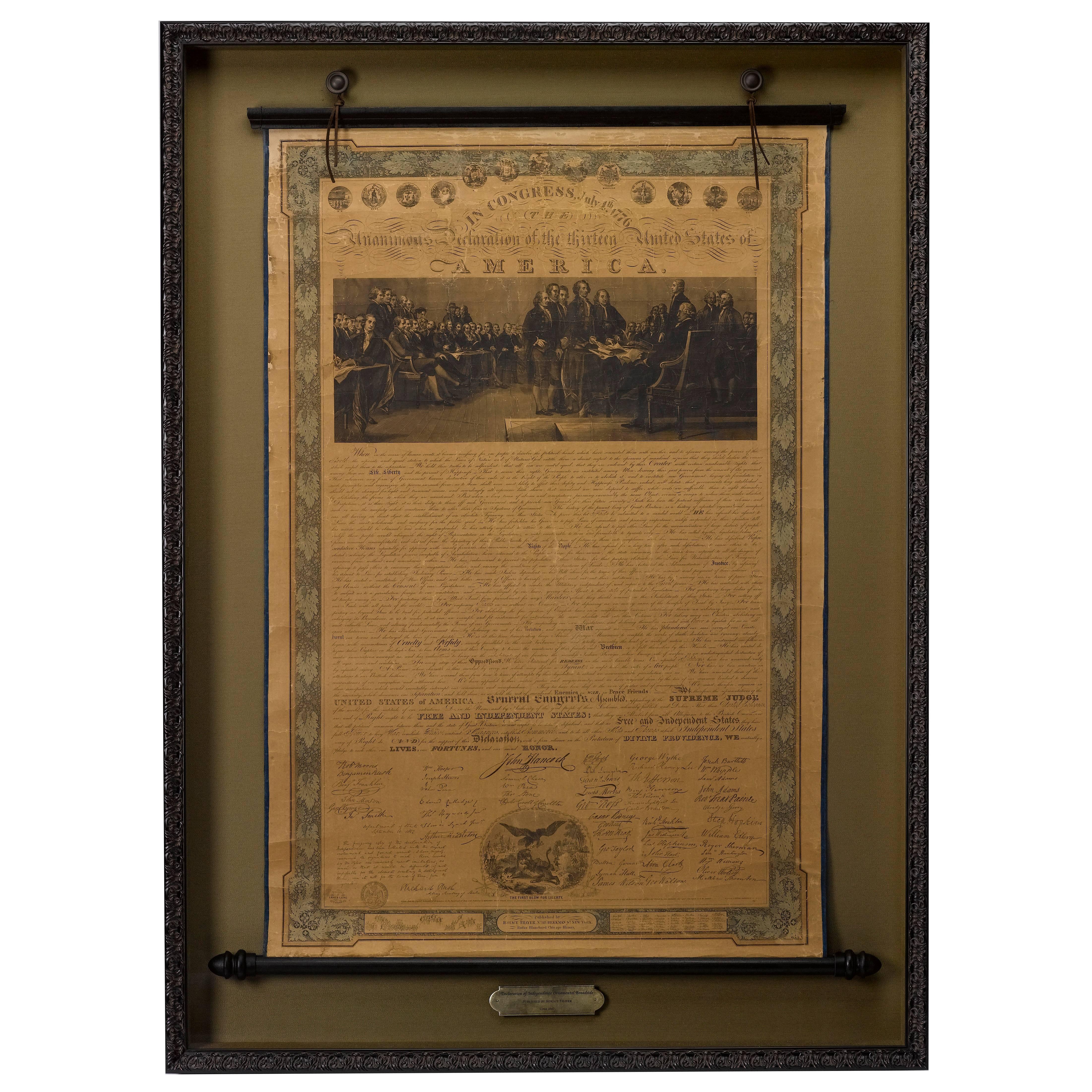 Declaration of Independence Broadside Published by Horace Thayer, circa 1860