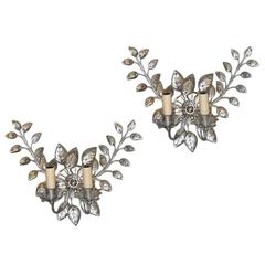 Pair of French Silver-Leaf Sconces 6