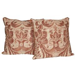 Pair of Vintage Fortuny Fabric Cushions in the Glicine Pattern