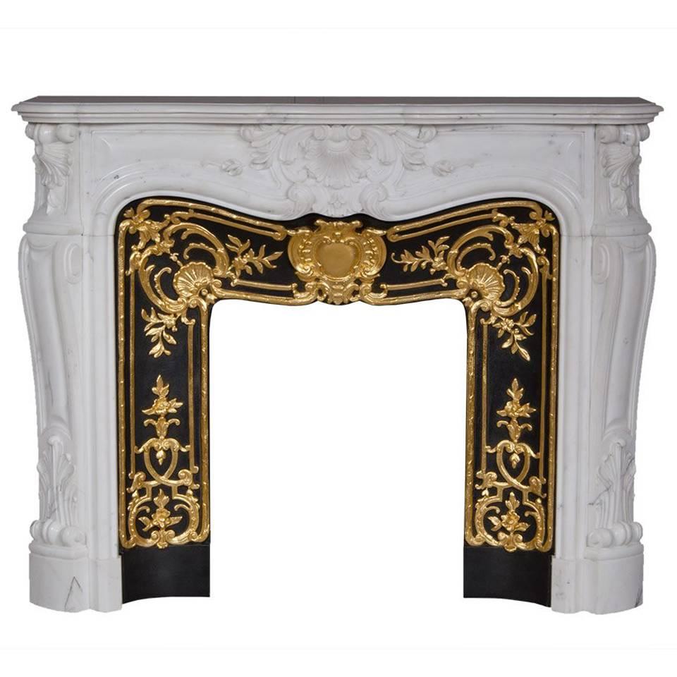 “Madame Du Barry” Louis XV Style Fireplace Made in Carrara Marble