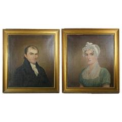 Pair of American Primitive Portraits 