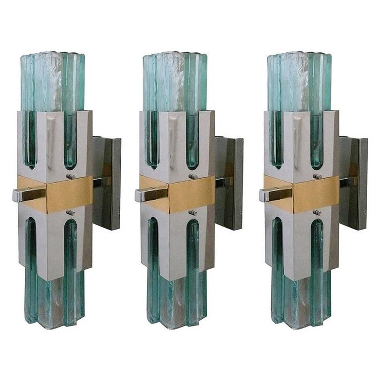 Italian Green Glass Sconces at 1stdibs