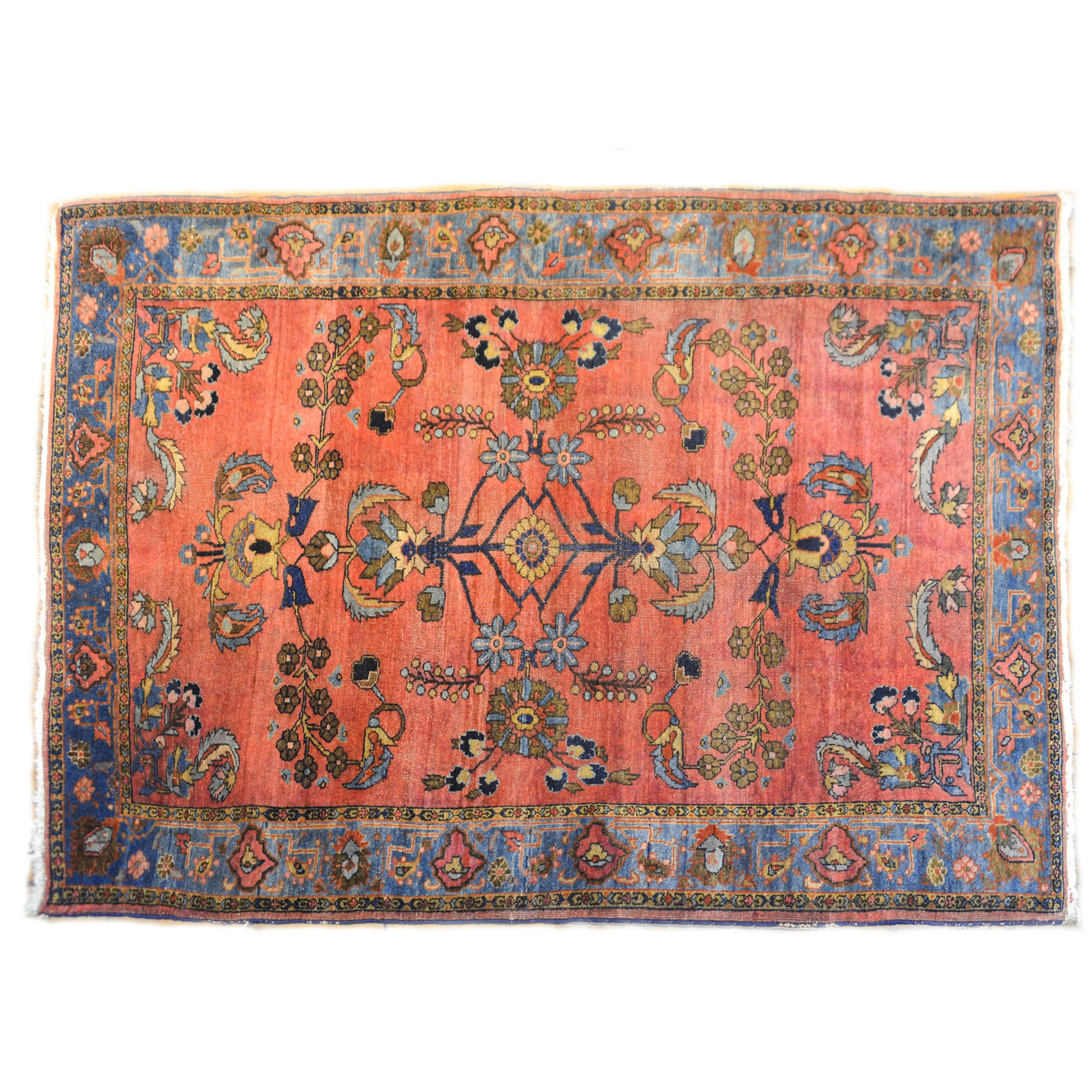 1920 Antique Persian Maharajan Sarouk Rug, Corals For Sale at 1stDibs