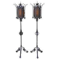 Hard-to-Find Pair of Tall Torchieres from the 1920s
