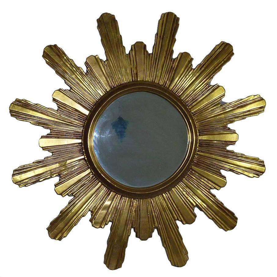 Monumental 1980s Gilded Sunburst Starburst Mirror For Sale