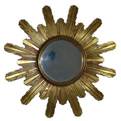 Monumental 1980s Gilded Sunburst Starburst Mirror