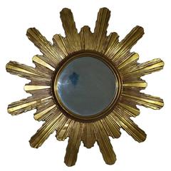 Monumental 1980s Gilded Sunburst Starburst Mirror 2